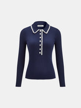 Contrast Trim Ribbed Knit Polo Top